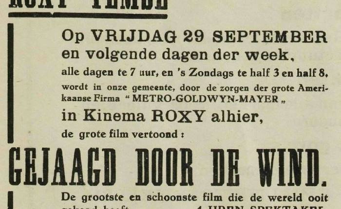 75 jaar geleden: “Gone with the wind” in cinema Roxy&nbsp;(Temse)