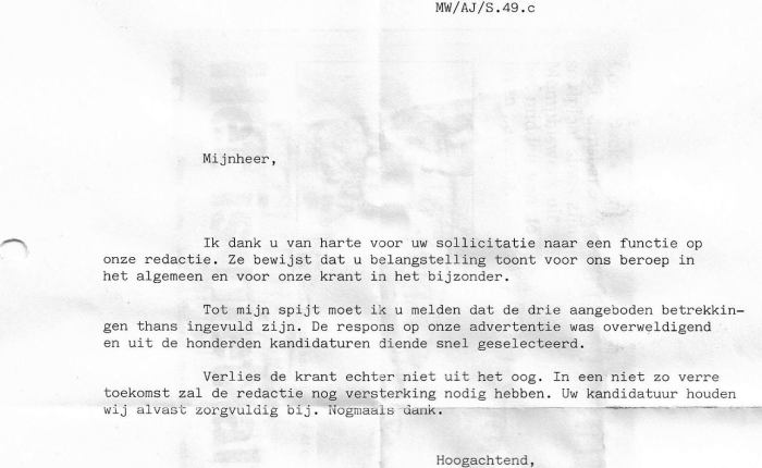 35 jaar geleden: afgewezen bij Het Laatste&nbsp;Nieuws