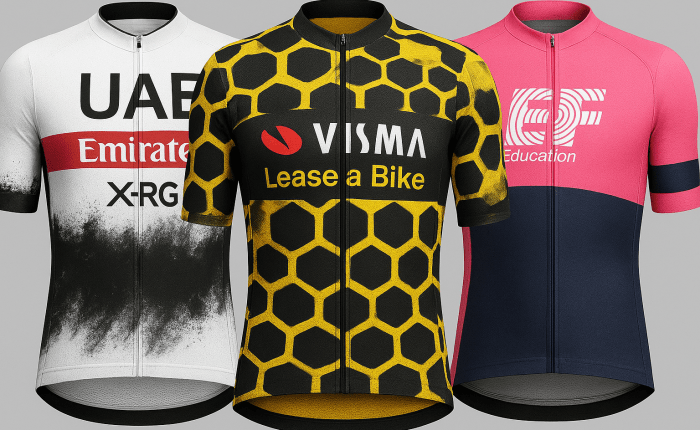 De truien van UAE, Visma en&nbsp;EF