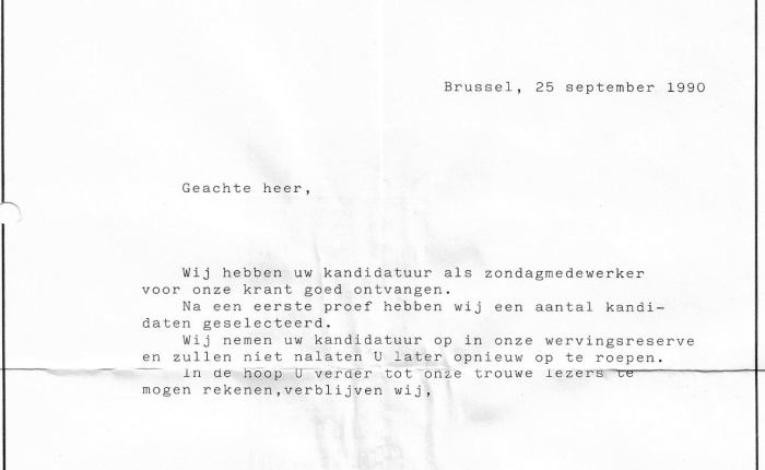 35 jaar geleden: opgenomen in de “wervingsreserve” van Het Laatste&nbsp;Nieuws