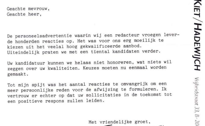 35 jaar geleden: afgewezen bij&nbsp;Houtekiet